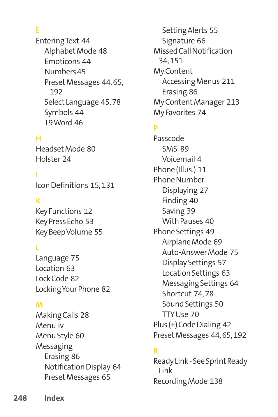 Sprint Nextel SCP-7050 User Manual | Page 264 / 267