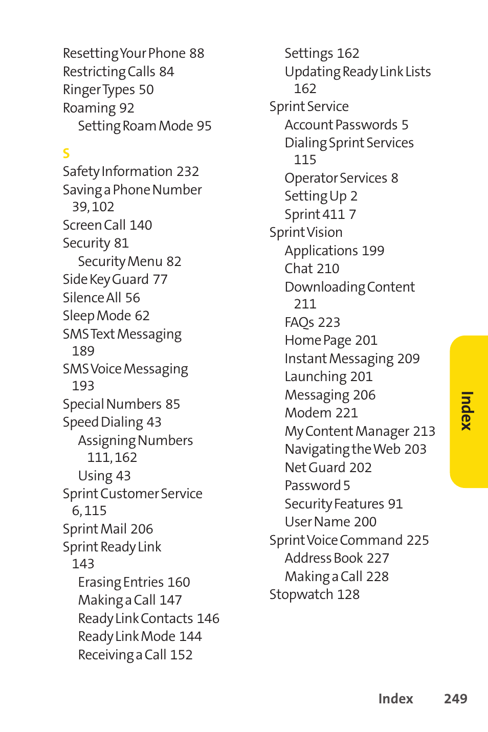 Sprint Nextel SCP-7050 User Manual | Page 265 / 267