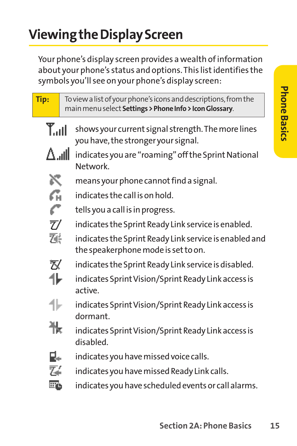 Viewing the display screen | Sprint Nextel SCP-7050 User Manual | Page 31 / 267