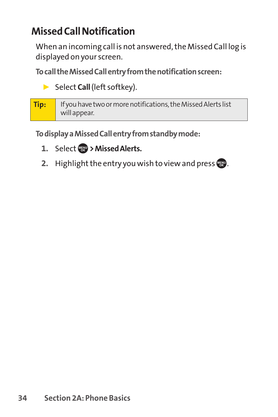 Missed call notification | Sprint Nextel SCP-7050 User Manual | Page 50 / 267