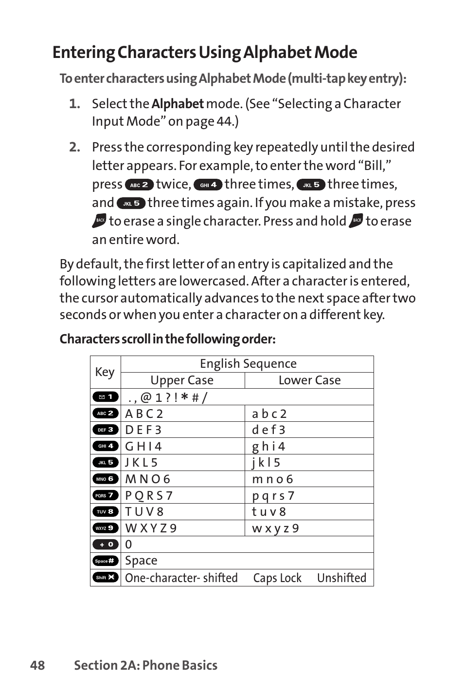 Entering characters using alphabet mode | Sprint Nextel SCP-7050 User Manual | Page 64 / 267