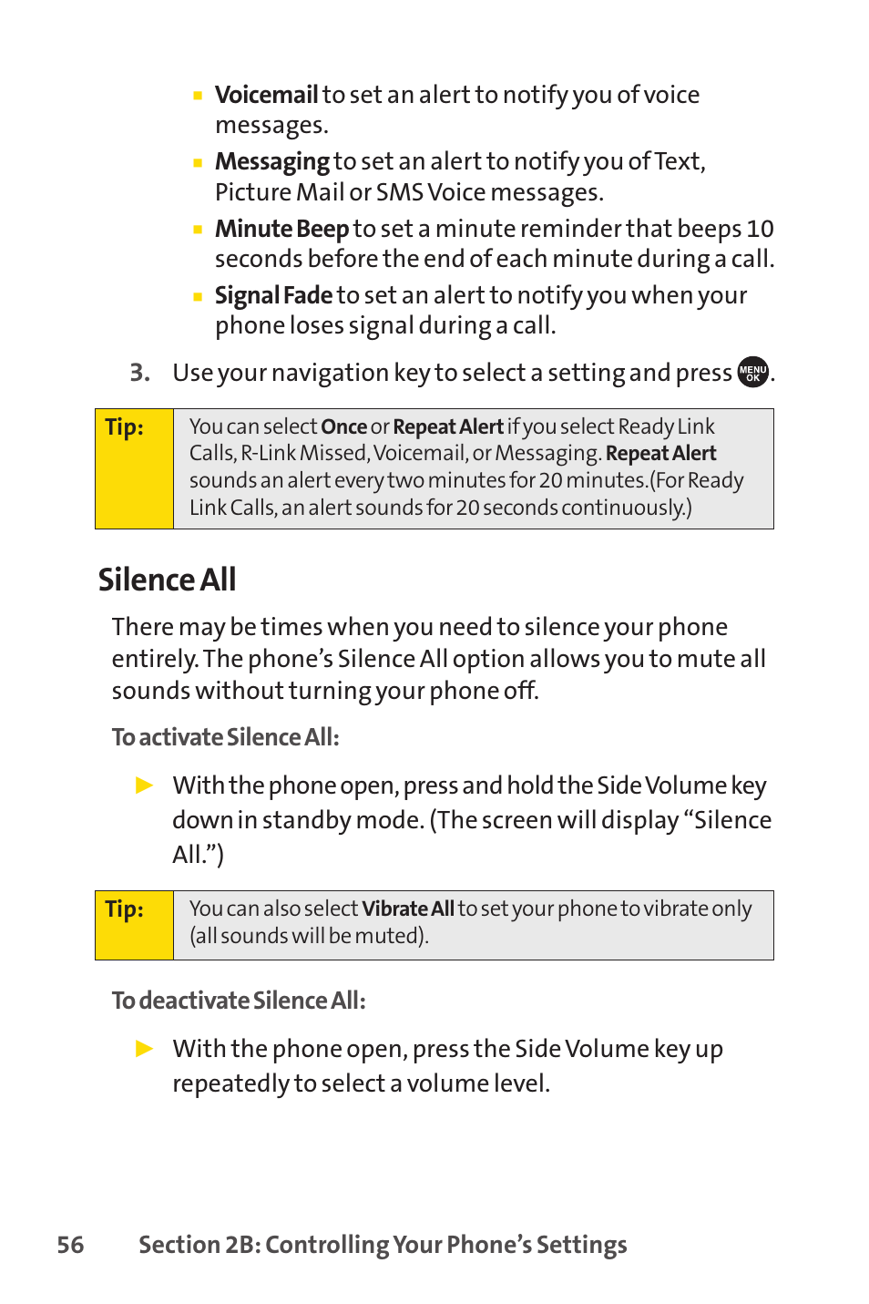 Silence all | Sprint Nextel SCP-7050 User Manual | Page 72 / 267