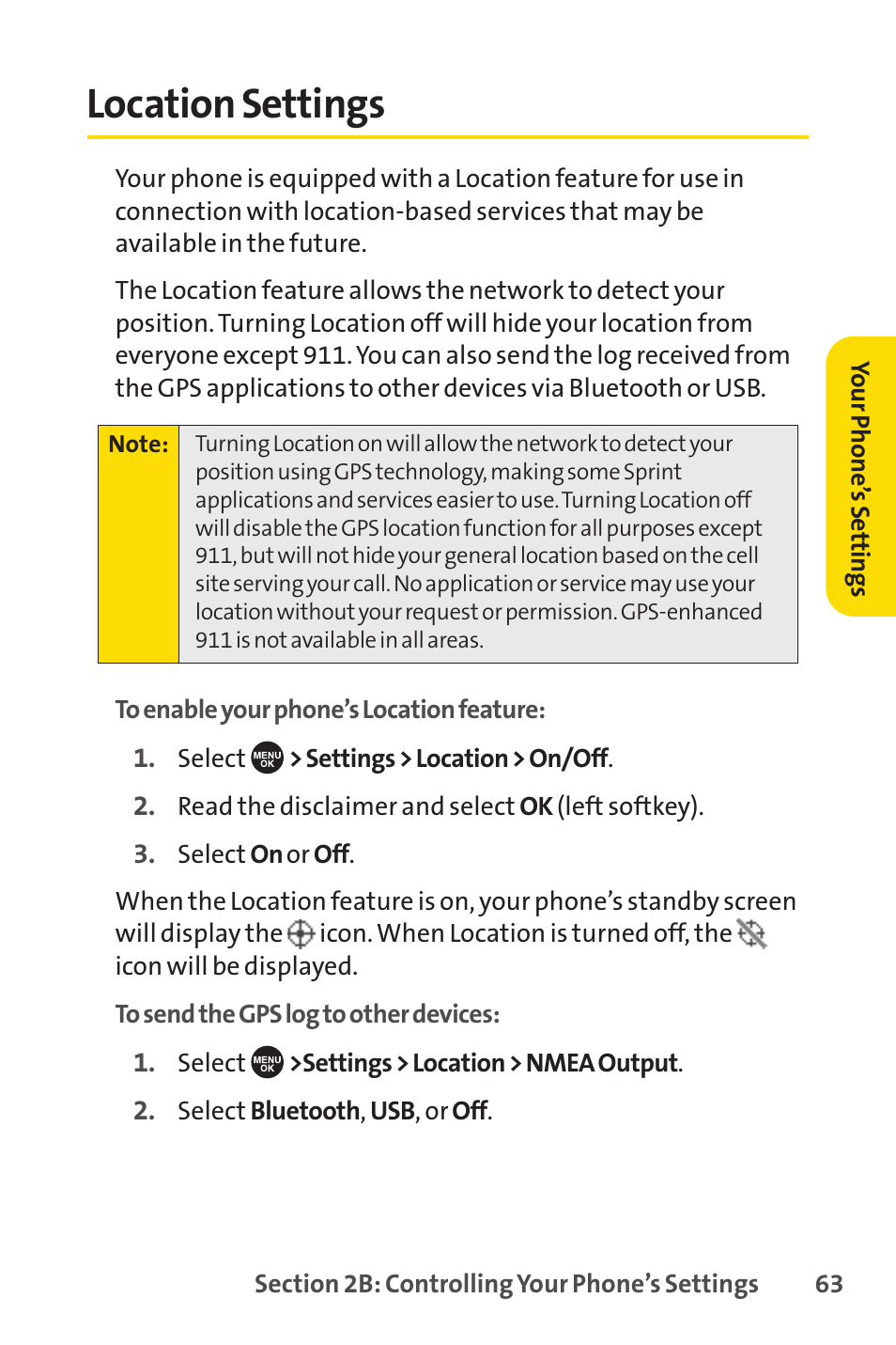 Location settings | Sprint Nextel SCP-7050 User Manual | Page 79 / 267