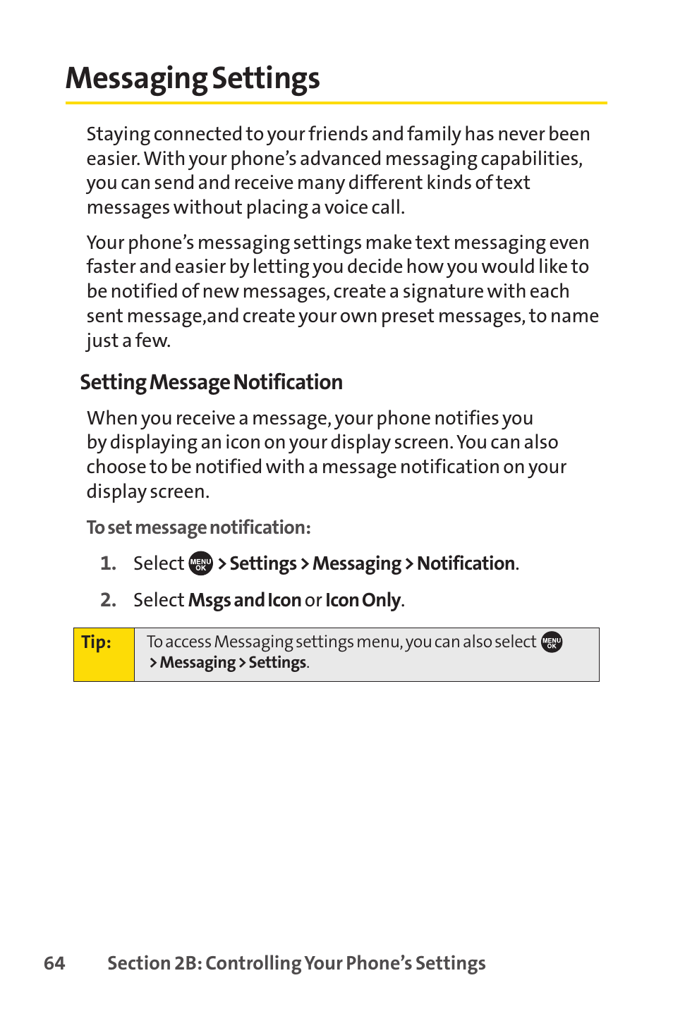 Messaging settings | Sprint Nextel SCP-7050 User Manual | Page 80 / 267