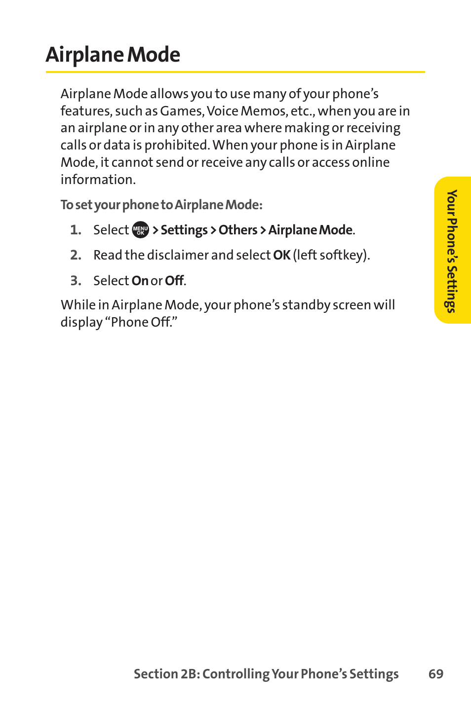 Airplane mode | Sprint Nextel SCP-7050 User Manual | Page 85 / 267