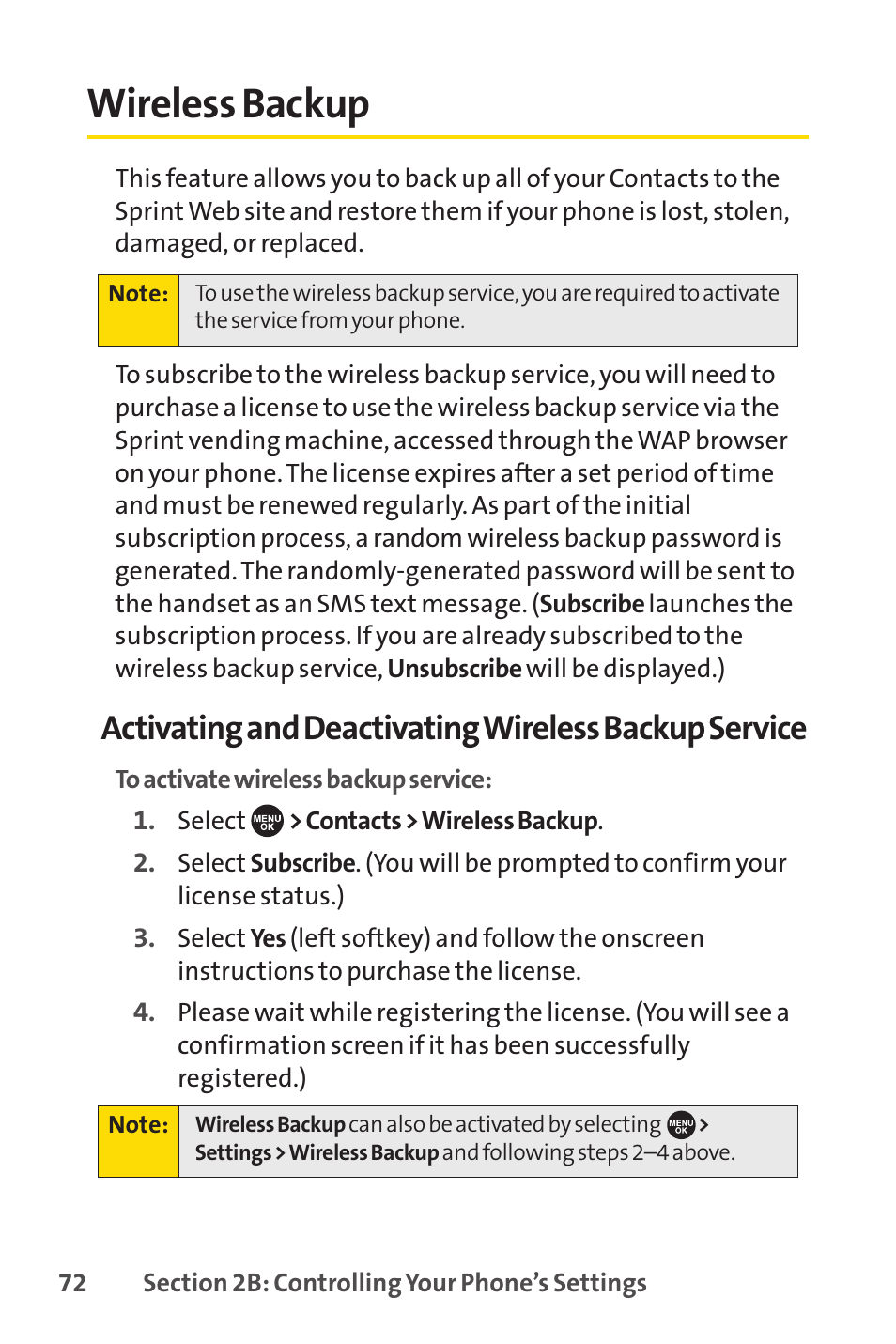 Wireless backup | Sprint Nextel SCP-7050 User Manual | Page 88 / 267