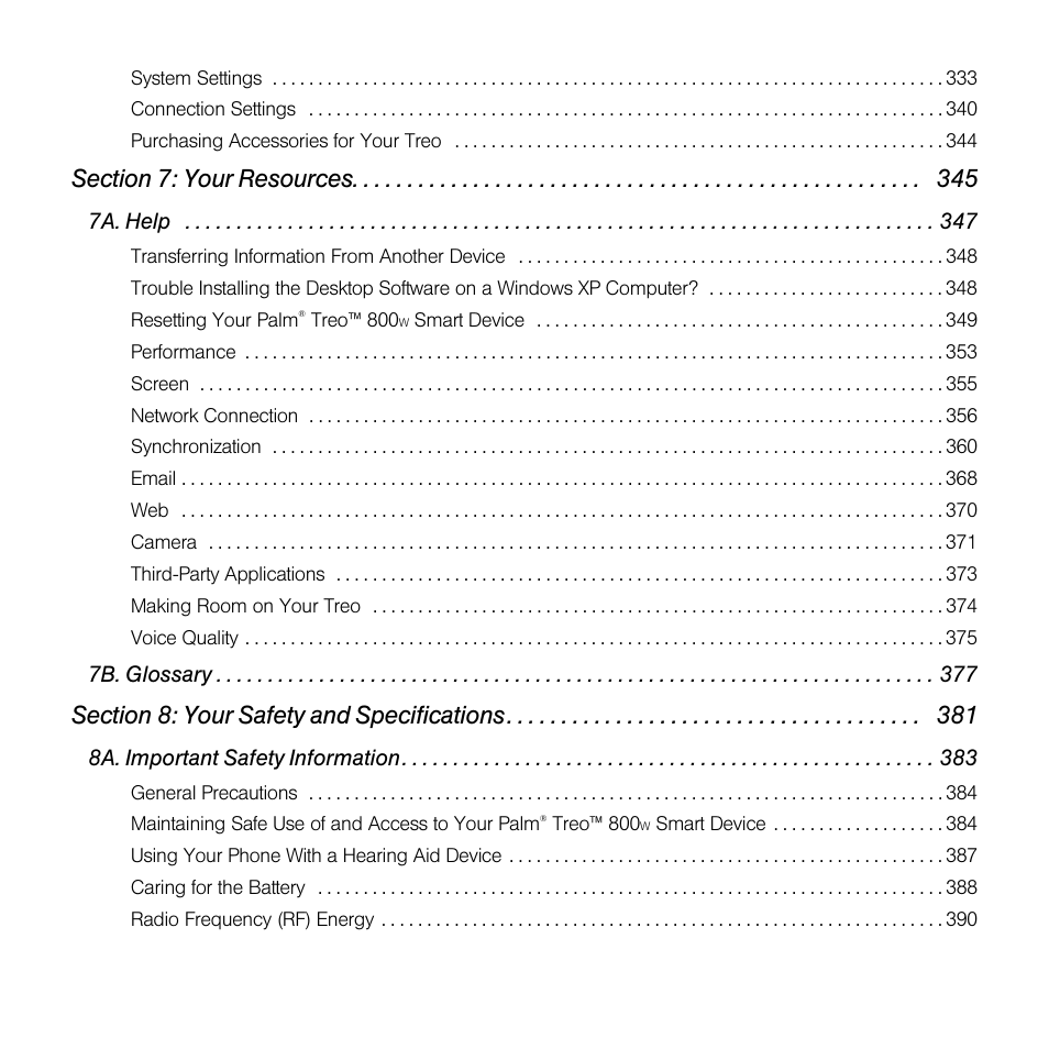 Sprint Nextel Palm Treo 800w User Manual | Page 10 / 436