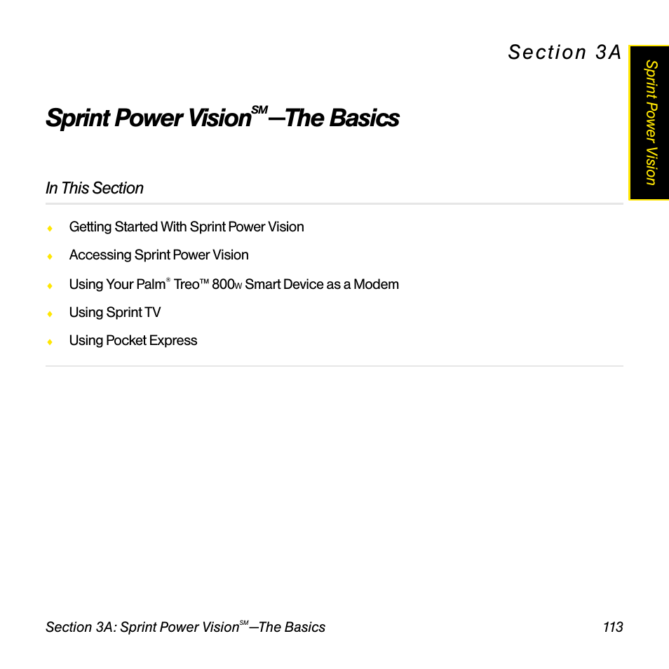 Sprint power visionsm—the basics, 3a. sprint power vision, Sprint power vision | The basics | Sprint Nextel Palm Treo 800w User Manual | Page 113 / 436