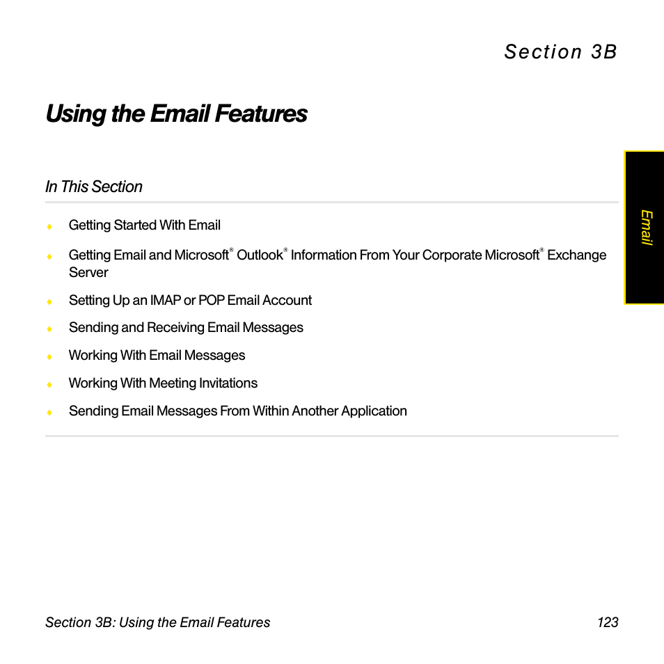 Using the email features, 3b. using the email features, Email | Sprint Nextel Palm Treo 800w User Manual | Page 123 / 436