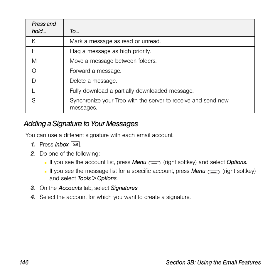 Adding a signature to your messages | Sprint Nextel Palm Treo 800w User Manual | Page 146 / 436