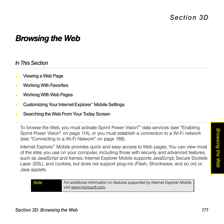 Browsing the web, 3d. browsing the web | Sprint Nextel Palm Treo 800w User Manual | Page 171 / 436
