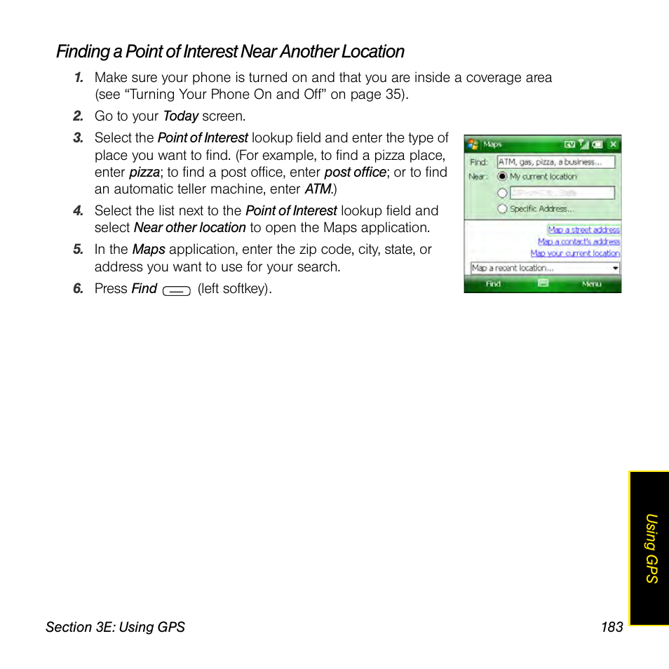 Finding a point of interest near another location | Sprint Nextel Palm Treo 800w User Manual | Page 183 / 436