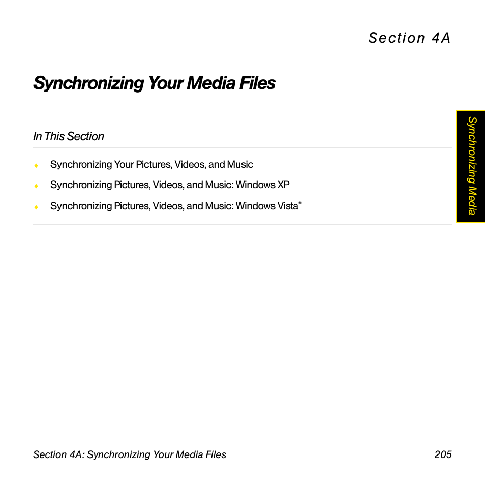 Synchronizing your media files, 4a. synchronizing your media files | Sprint Nextel Palm Treo 800w User Manual | Page 205 / 436