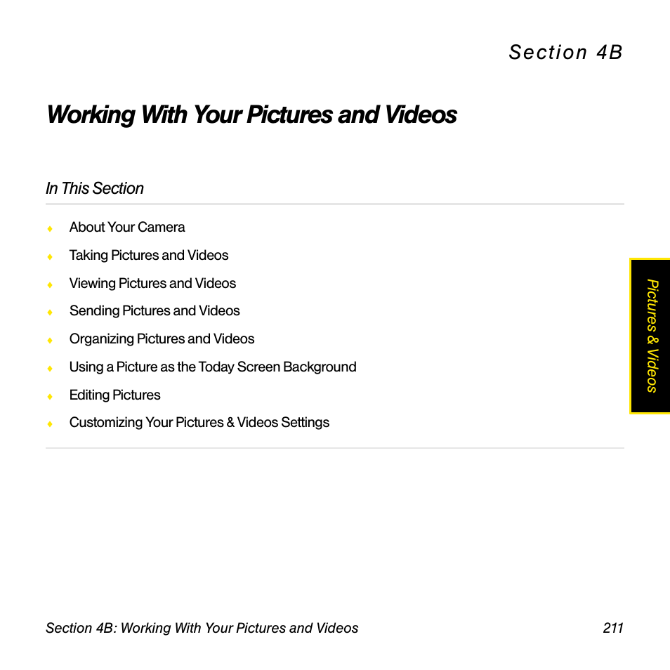 Working with your pictures and videos, 4b. working with your pictures and videos | Sprint Nextel Palm Treo 800w User Manual | Page 211 / 436