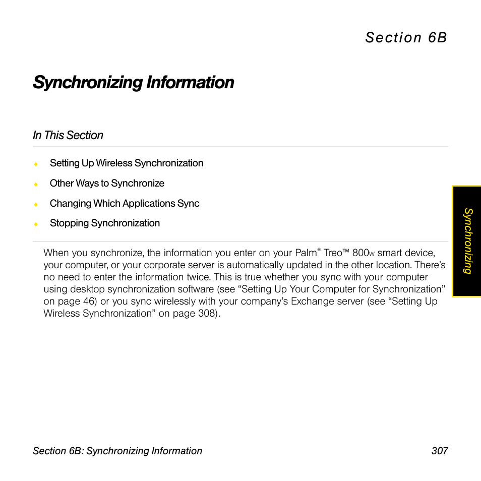 Synchronizing information, 6b. synchronizing information | Sprint Nextel Palm Treo 800w User Manual | Page 307 / 436