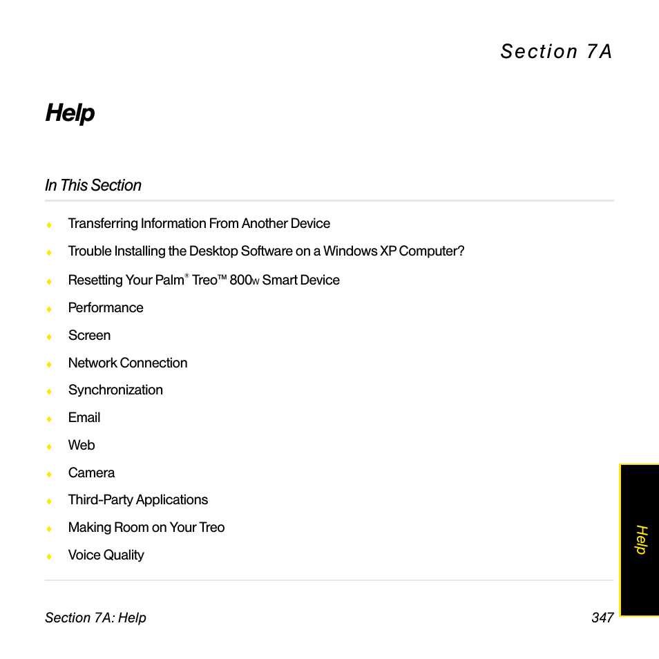 Help, 7a. help | Sprint Nextel Palm Treo 800w User Manual | Page 347 / 436