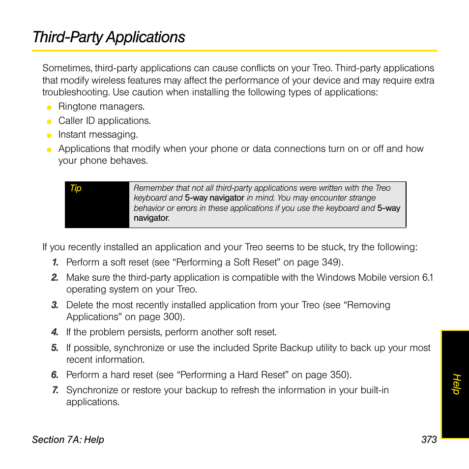 Third-party applications | Sprint Nextel Palm Treo 800w User Manual | Page 373 / 436