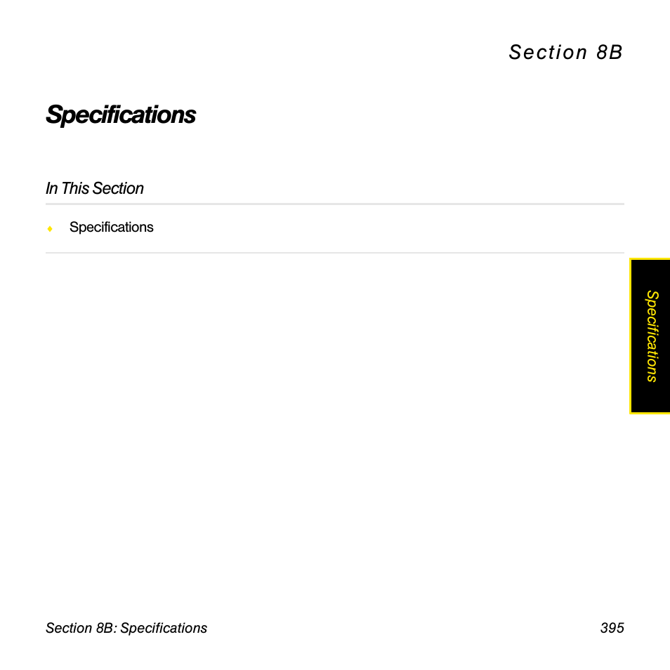 Specifications, 8b. specifications | Sprint Nextel Palm Treo 800w User Manual | Page 395 / 436