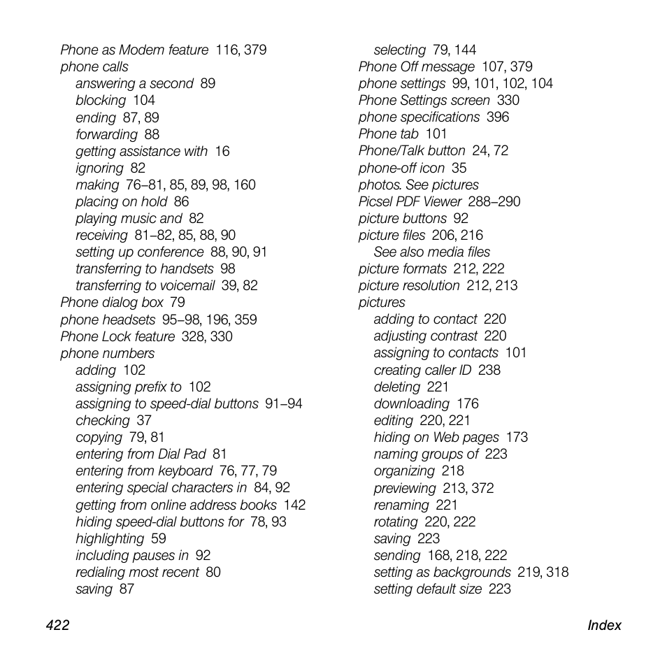 Sprint Nextel Palm Treo 800w User Manual | Page 422 / 436