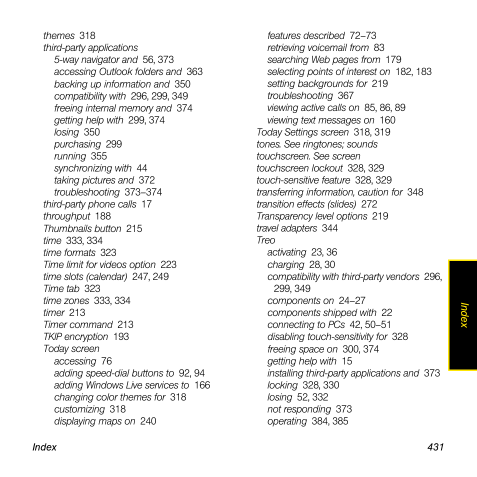 Sprint Nextel Palm Treo 800w User Manual | Page 431 / 436