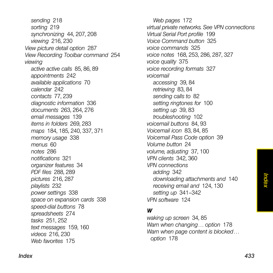 Sprint Nextel Palm Treo 800w User Manual | Page 433 / 436