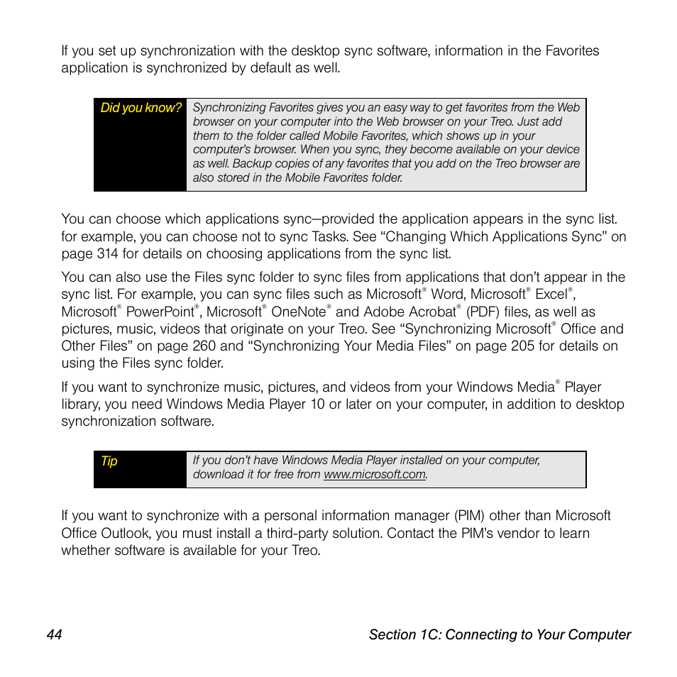 Sprint Nextel Palm Treo 800w User Manual | Page 44 / 436