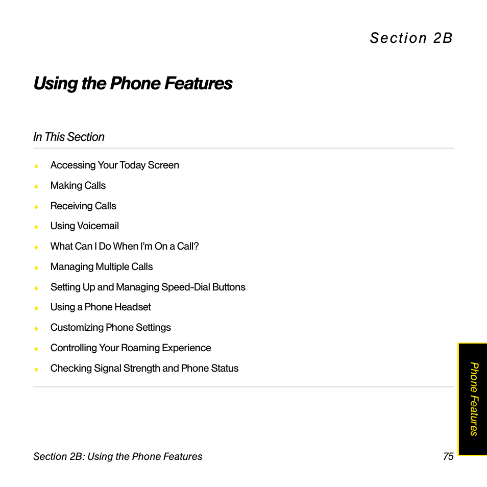Using the phone features, 2b. using the phone features | Sprint Nextel Palm Treo 800w User Manual | Page 75 / 436