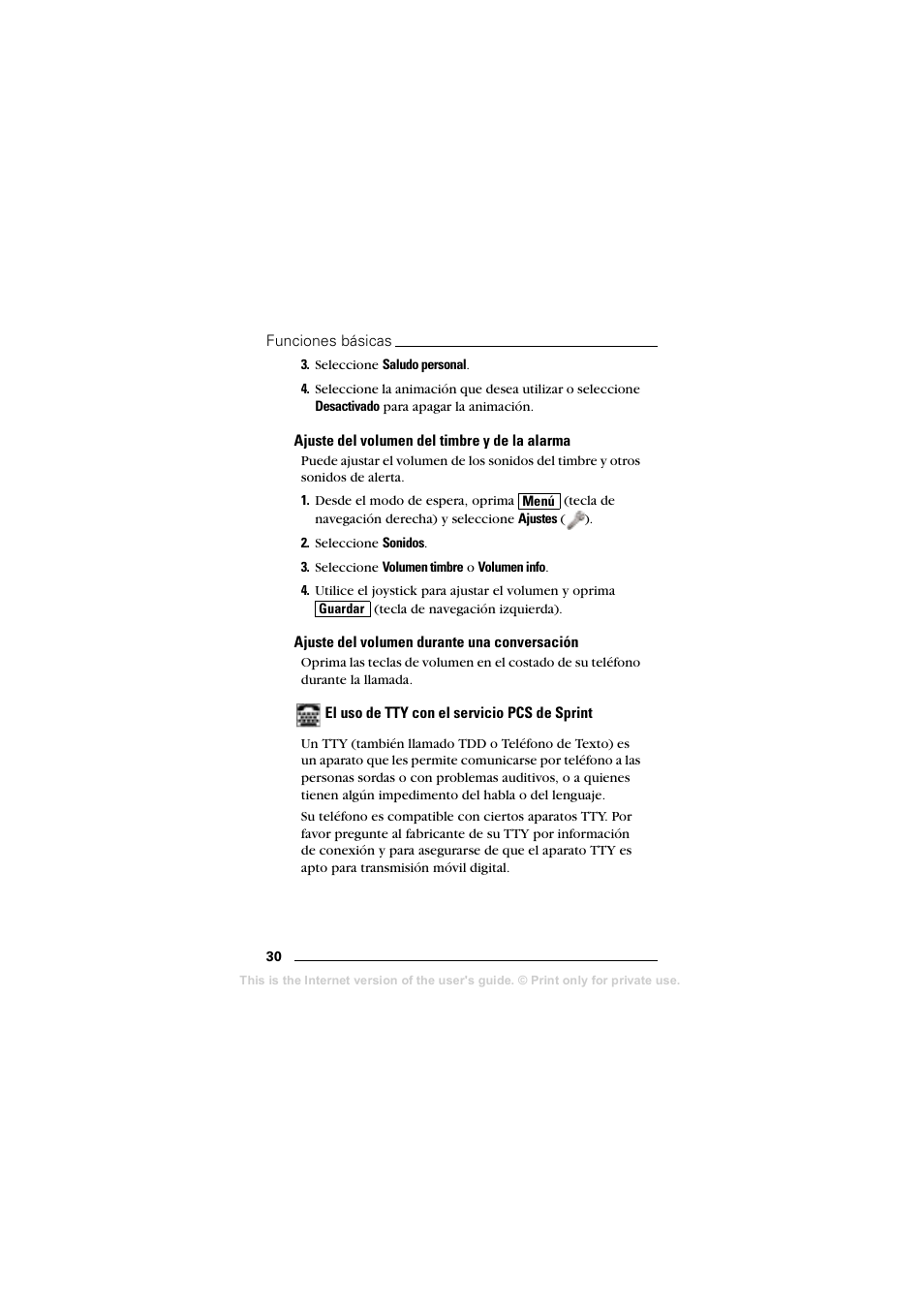 Ajuste del volumen del timbre y de la alarma, Ajuste del volumen durante una conversación, El uso de tty con el servicio pcs de sprint | Sprint Nextel T608 User Manual | Page 112 / 157