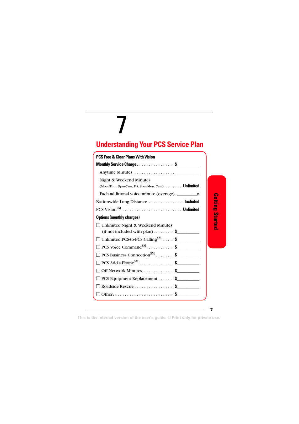 Understanding your pcs service plan | Sprint Nextel T608 User Manual | Page 13 / 157