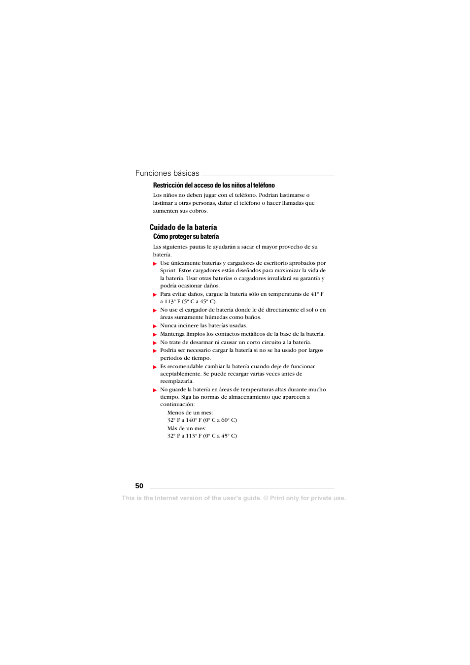 Cuidado de la batería, Funciones básicas, Cómo proteger su batería | Sprint Nextel T608 User Manual | Page 132 / 157