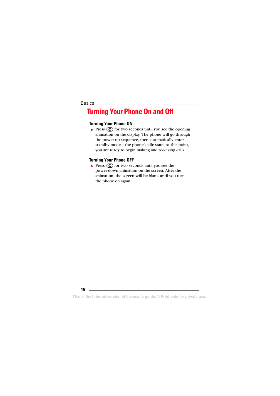 Turning your phone on and off, Turning your phone on, Turning your phone off | Sprint Nextel T608 User Manual | Page 24 / 157