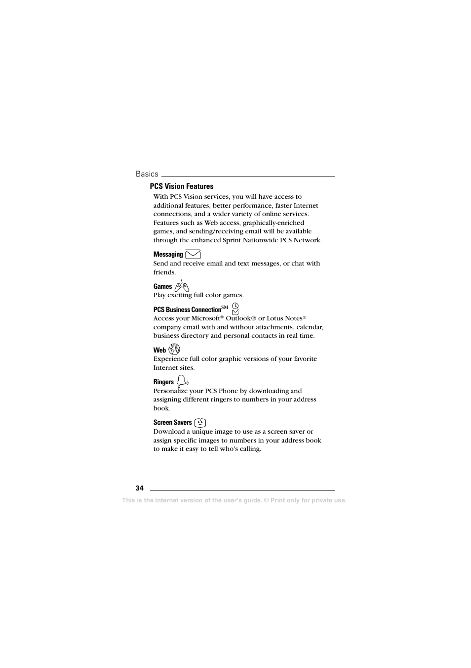 Pcs vision features | Sprint Nextel T608 User Manual | Page 40 / 157