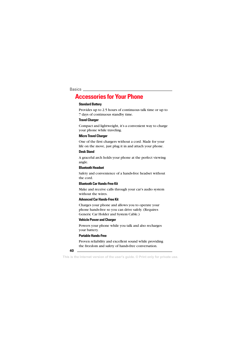 Accessories for your phone | Sprint Nextel T608 User Manual | Page 46 / 157