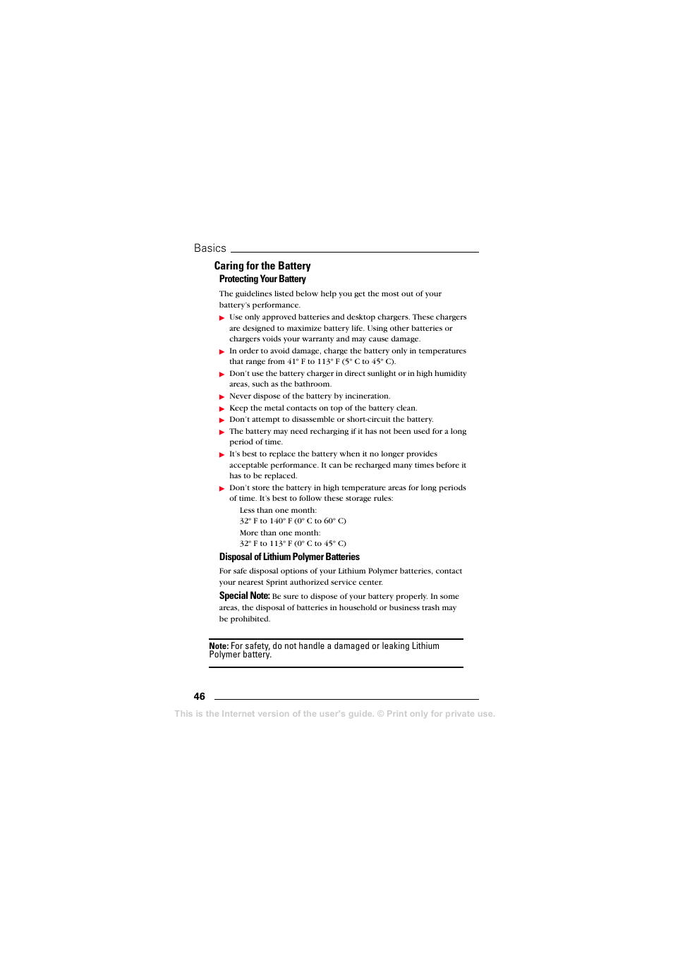Caring for the battery, Basics | Sprint Nextel T608 User Manual | Page 52 / 157
