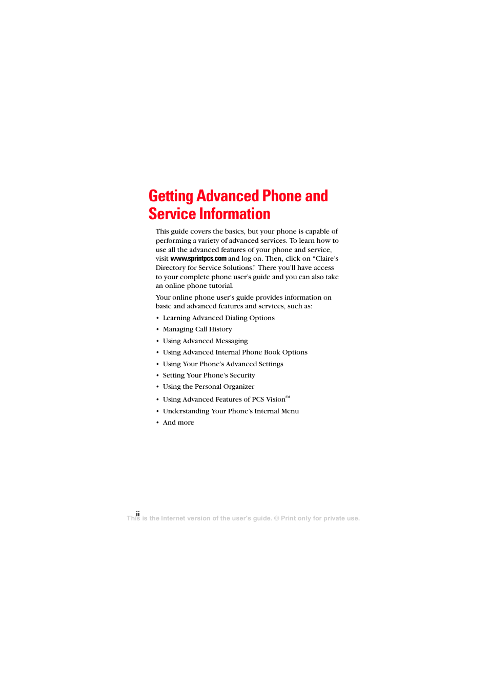 Getting advanced phone and service information | Sprint Nextel T608 User Manual | Page 6 / 157