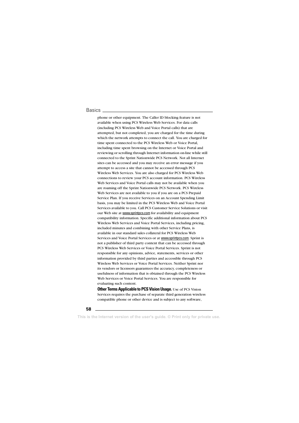 Basics | Sprint Nextel T608 User Manual | Page 64 / 157