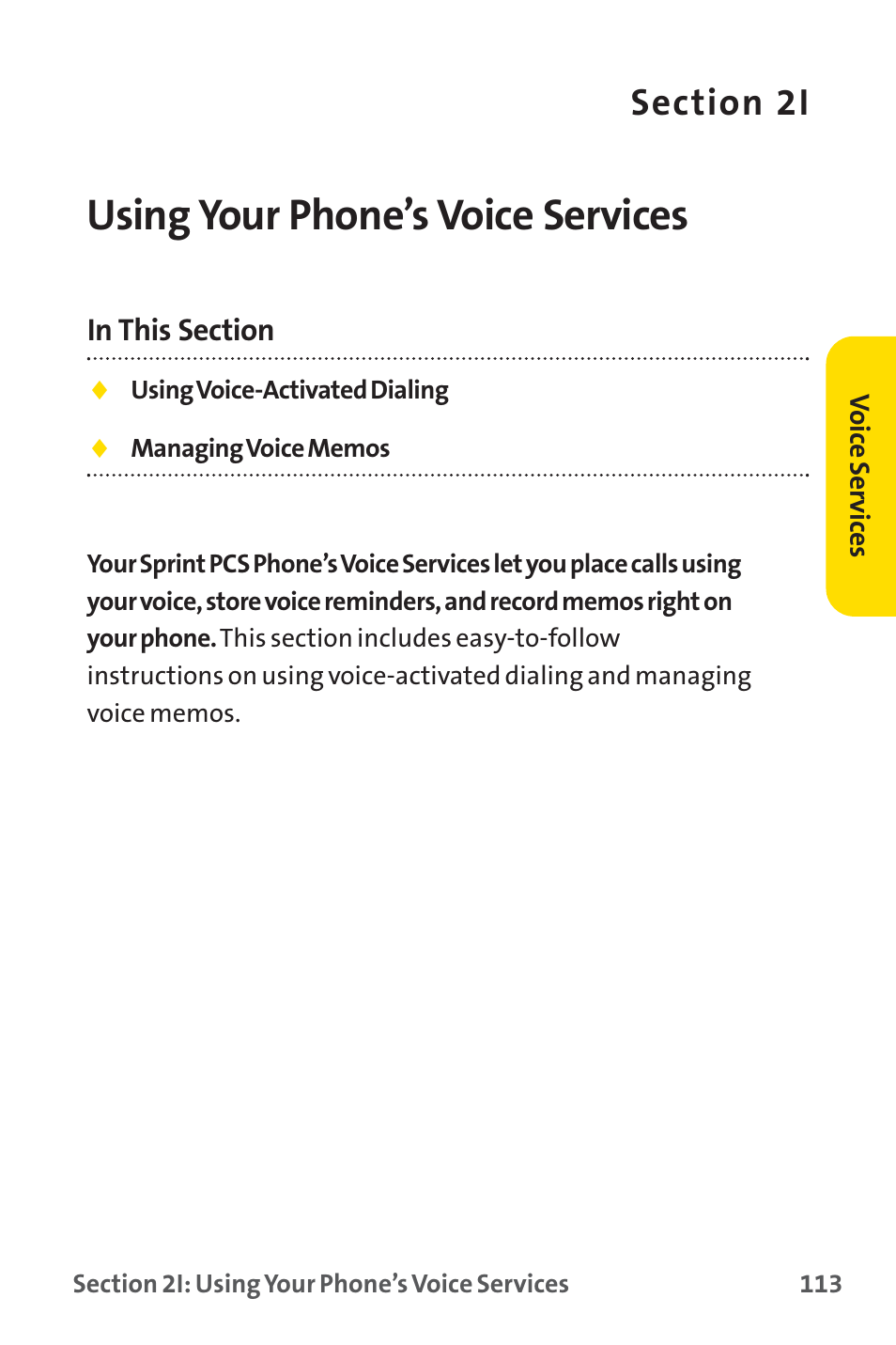 Using your phone’s voice services | Sprint Nextel SPRINT PCS PM-225 User Manual | Page 122 / 217