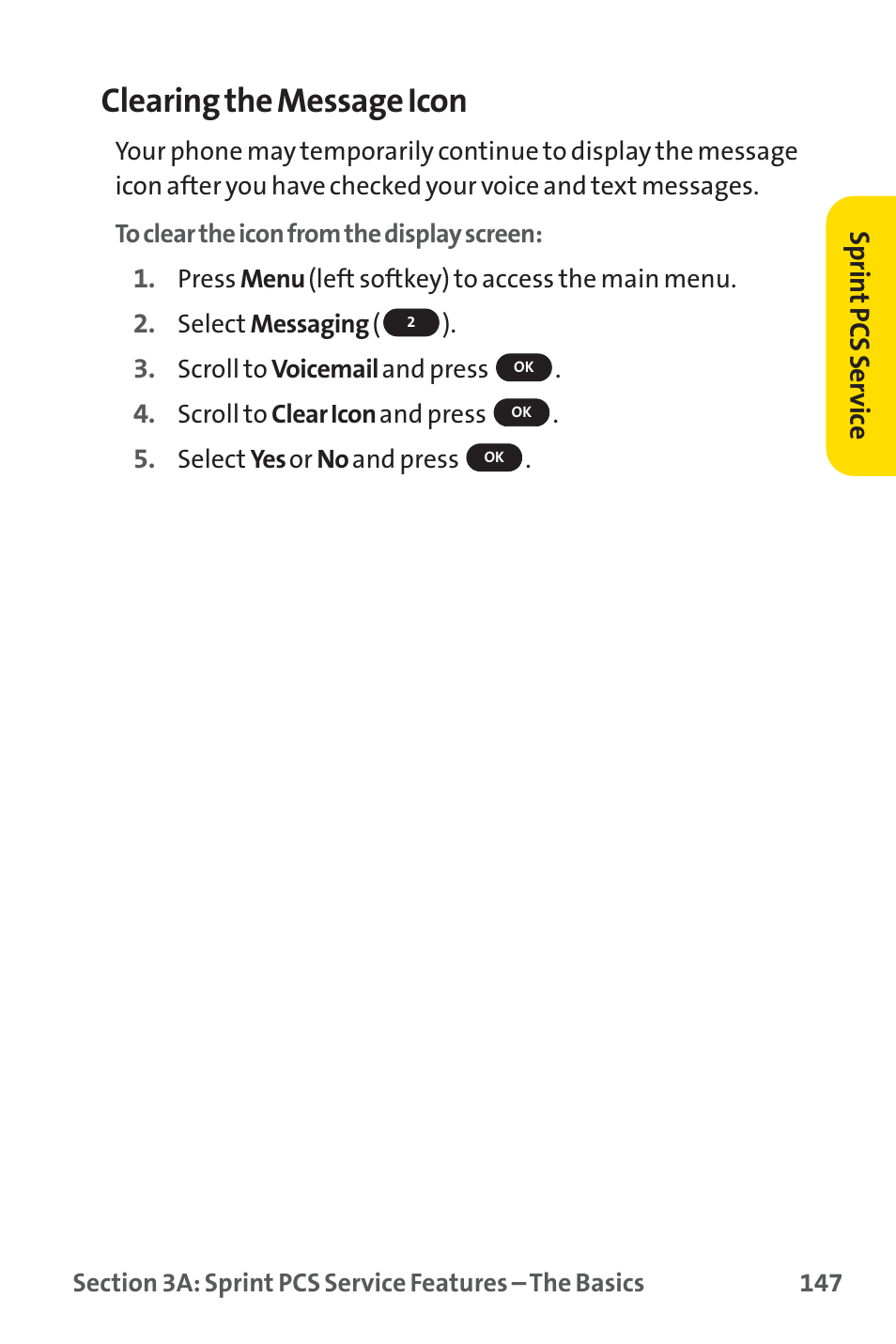 Clearing the message icon | Sprint Nextel SPRINT PCS PM-225 User Manual | Page 156 / 217