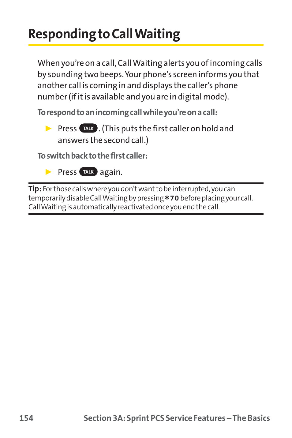 Responding to call waiting | Sprint Nextel SPRINT PCS PM-225 User Manual | Page 163 / 217