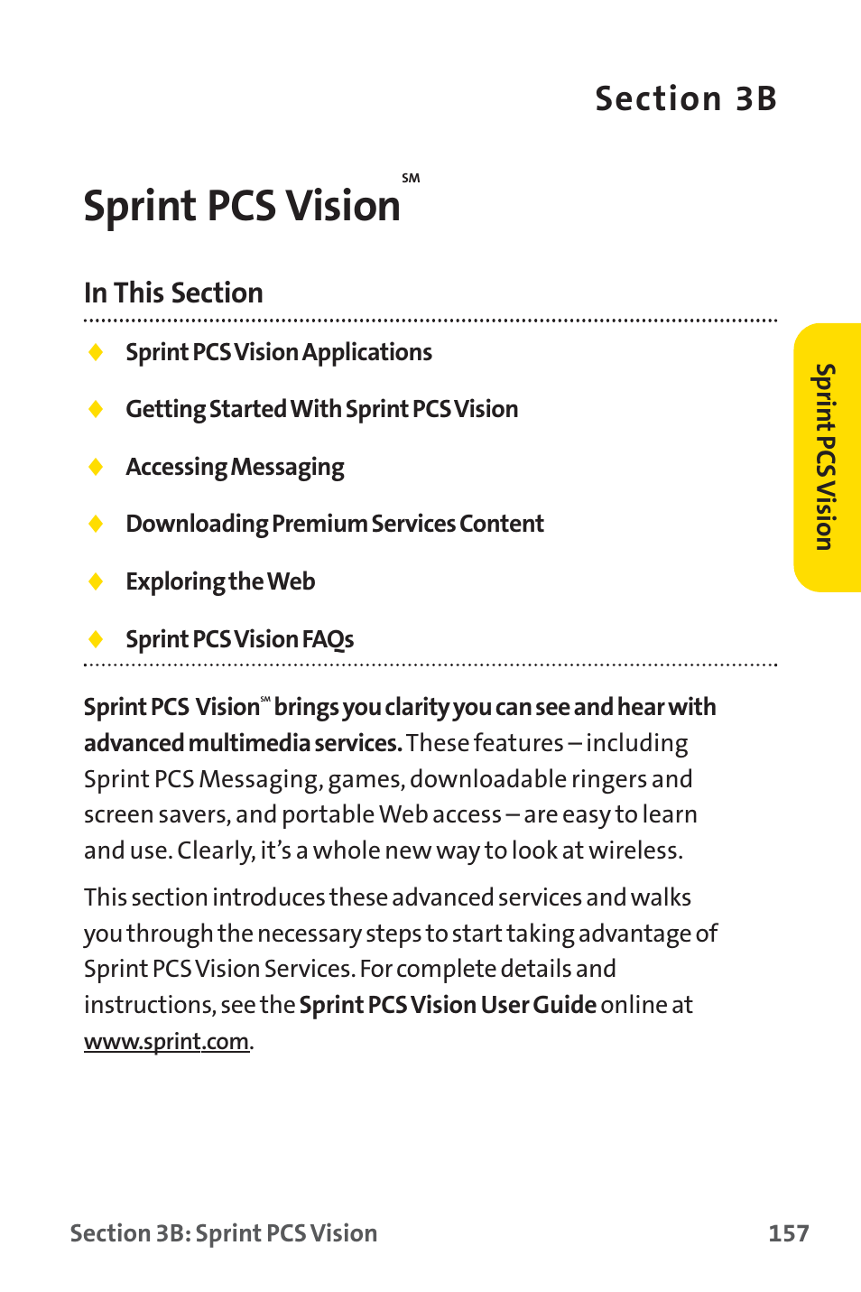 Sprint pcs vision | Sprint Nextel SPRINT PCS PM-225 User Manual | Page 166 / 217