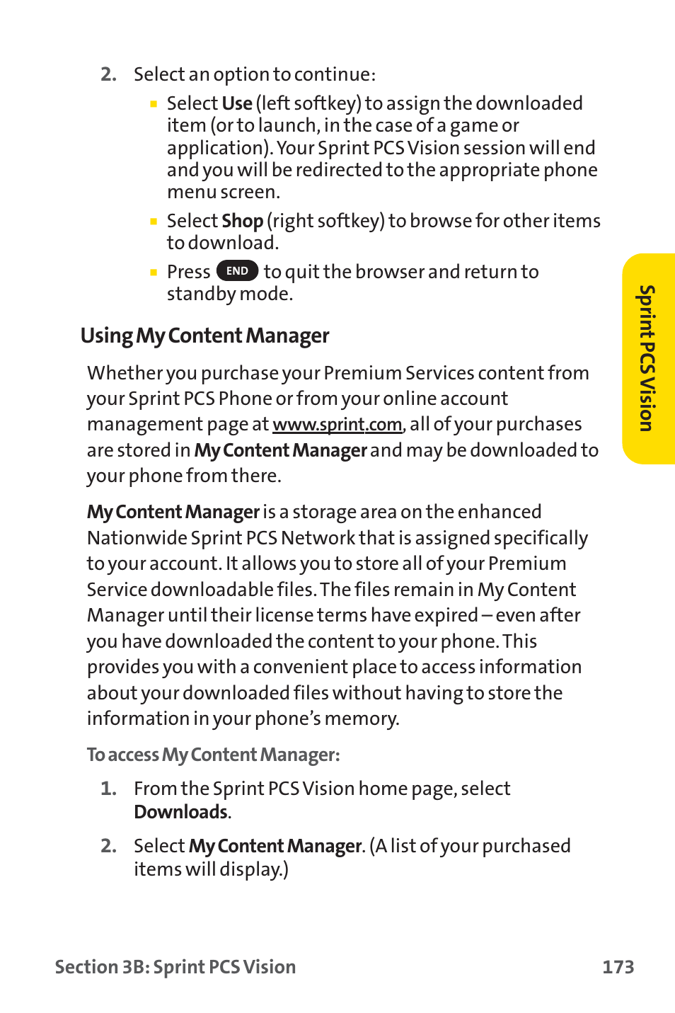 Using my content manager | Sprint Nextel SPRINT PCS PM-225 User Manual | Page 182 / 217