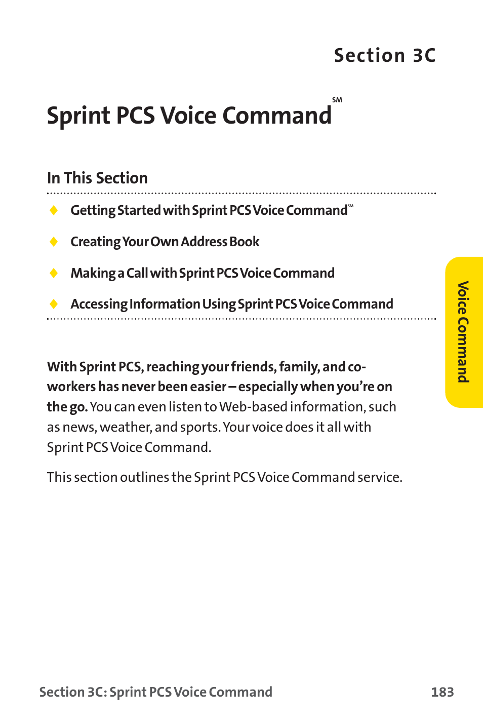 Sprint pcs voice command | Sprint Nextel SPRINT PCS PM-225 User Manual | Page 192 / 217