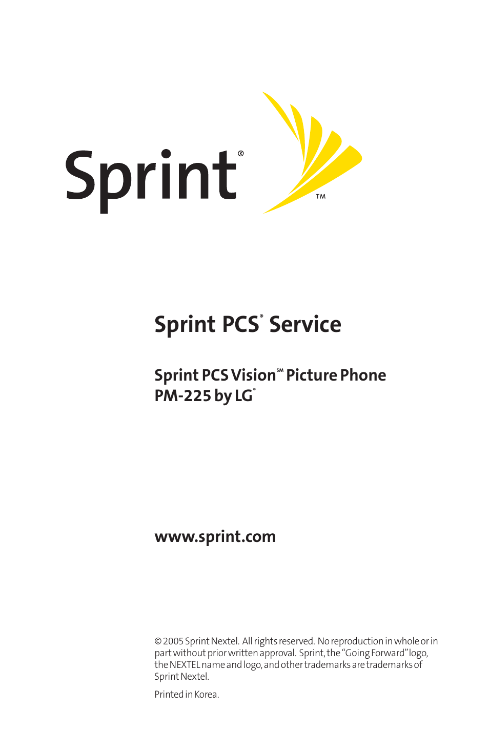 Sprint pcs, Service, Sprint pcs vision | Picture phone pm-225 by lg | Sprint Nextel SPRINT PCS PM-225 User Manual | Page 2 / 217