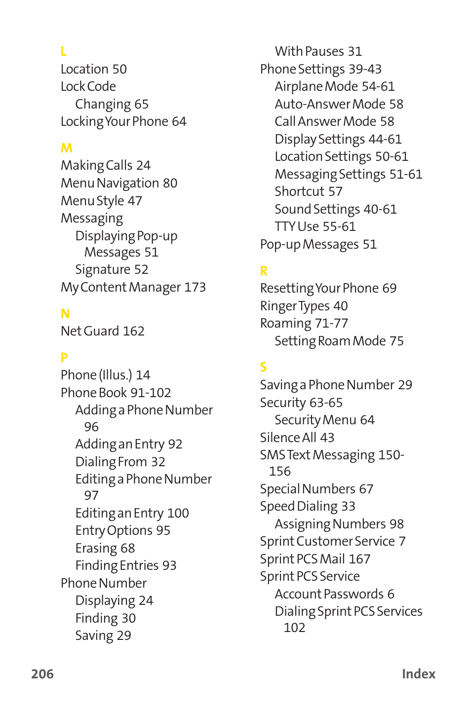 Sprint Nextel SPRINT PCS PM-225 User Manual | Page 215 / 217
