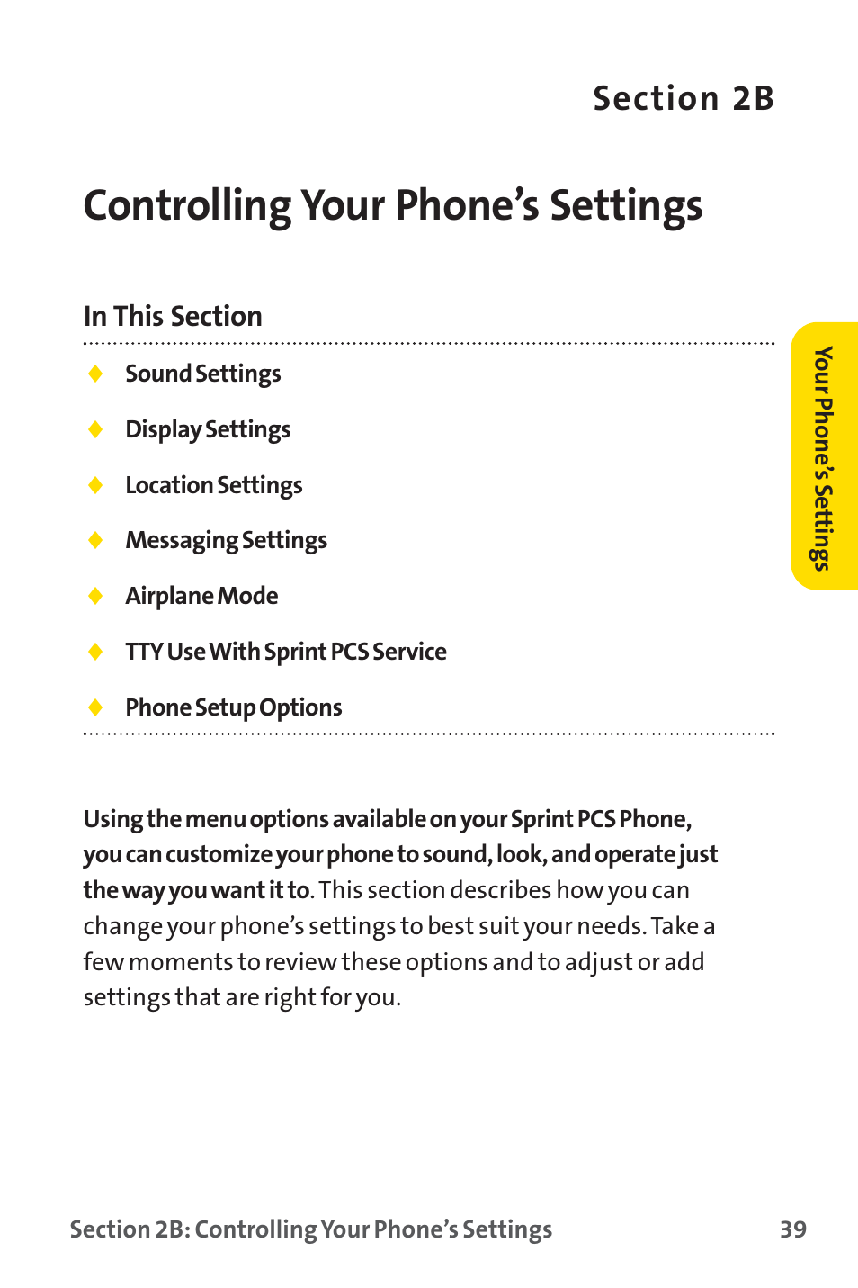 Controlling your phone’s settings | Sprint Nextel SPRINT PCS PM-225 User Manual | Page 48 / 217