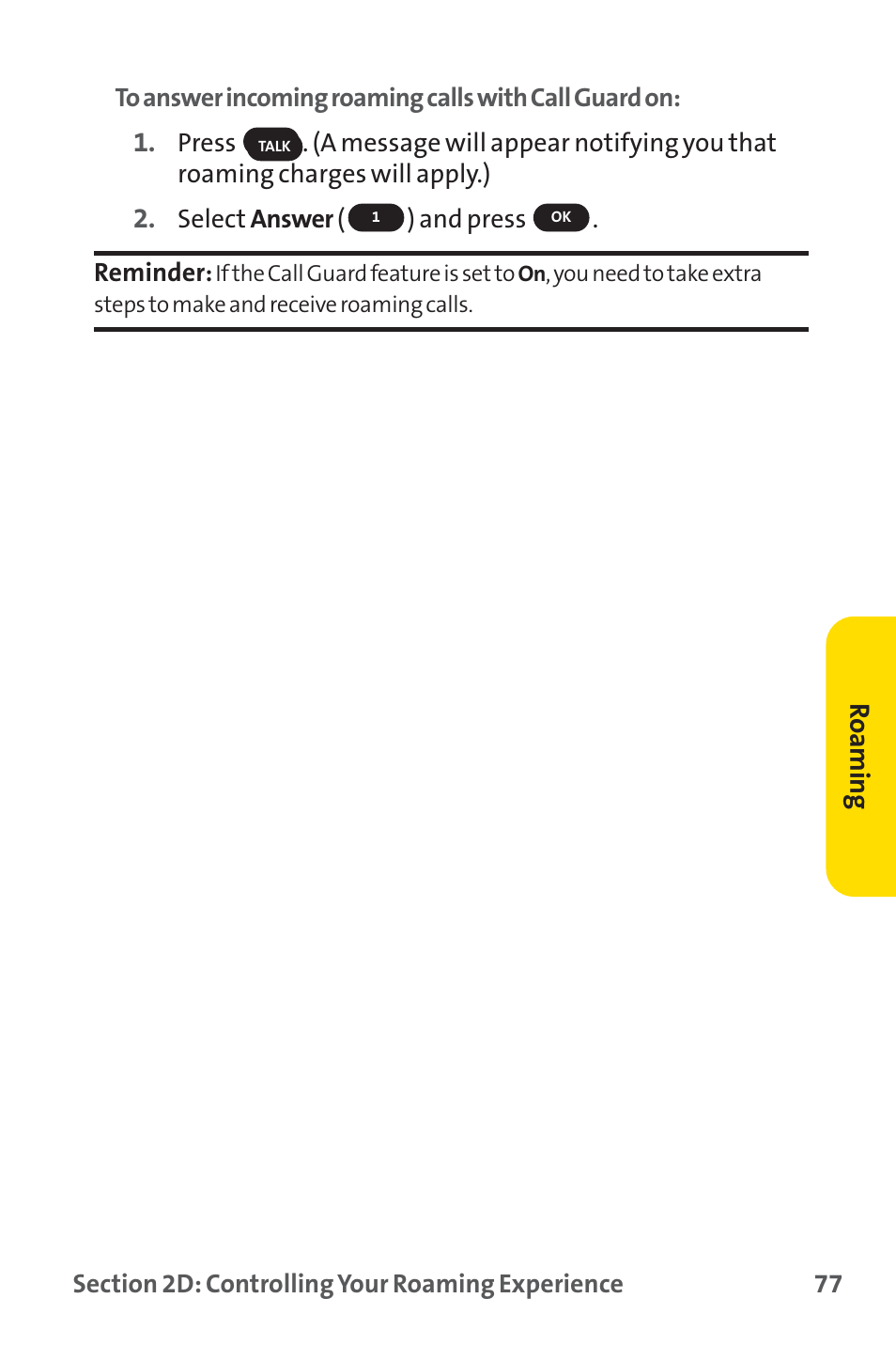 Roaming | Sprint Nextel SPRINT PCS PM-225 User Manual | Page 86 / 217
