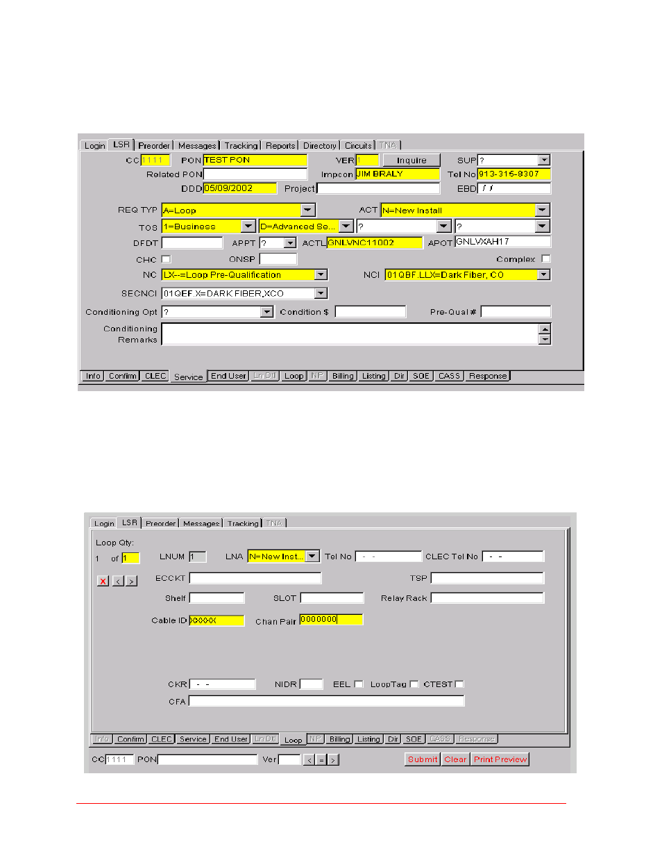 Loop tab, Unbundled dark fiber | Sprint Nextel Unbundled Dark Fiber User Manual | Page 11 / 16