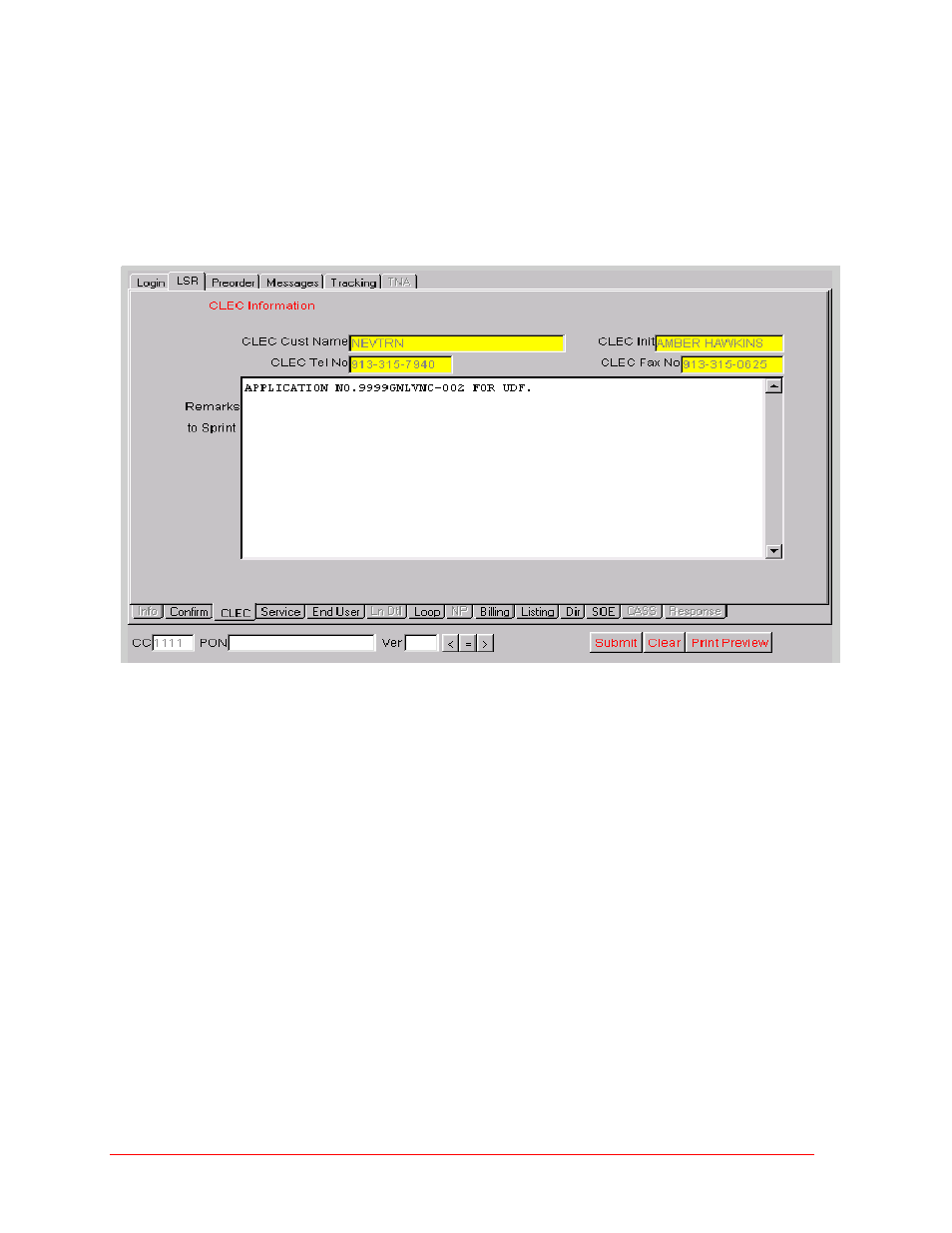 Clec tab, Invoicing elements, Unbundled dark fiber | Sprint Nextel Unbundled Dark Fiber User Manual | Page 12 / 16