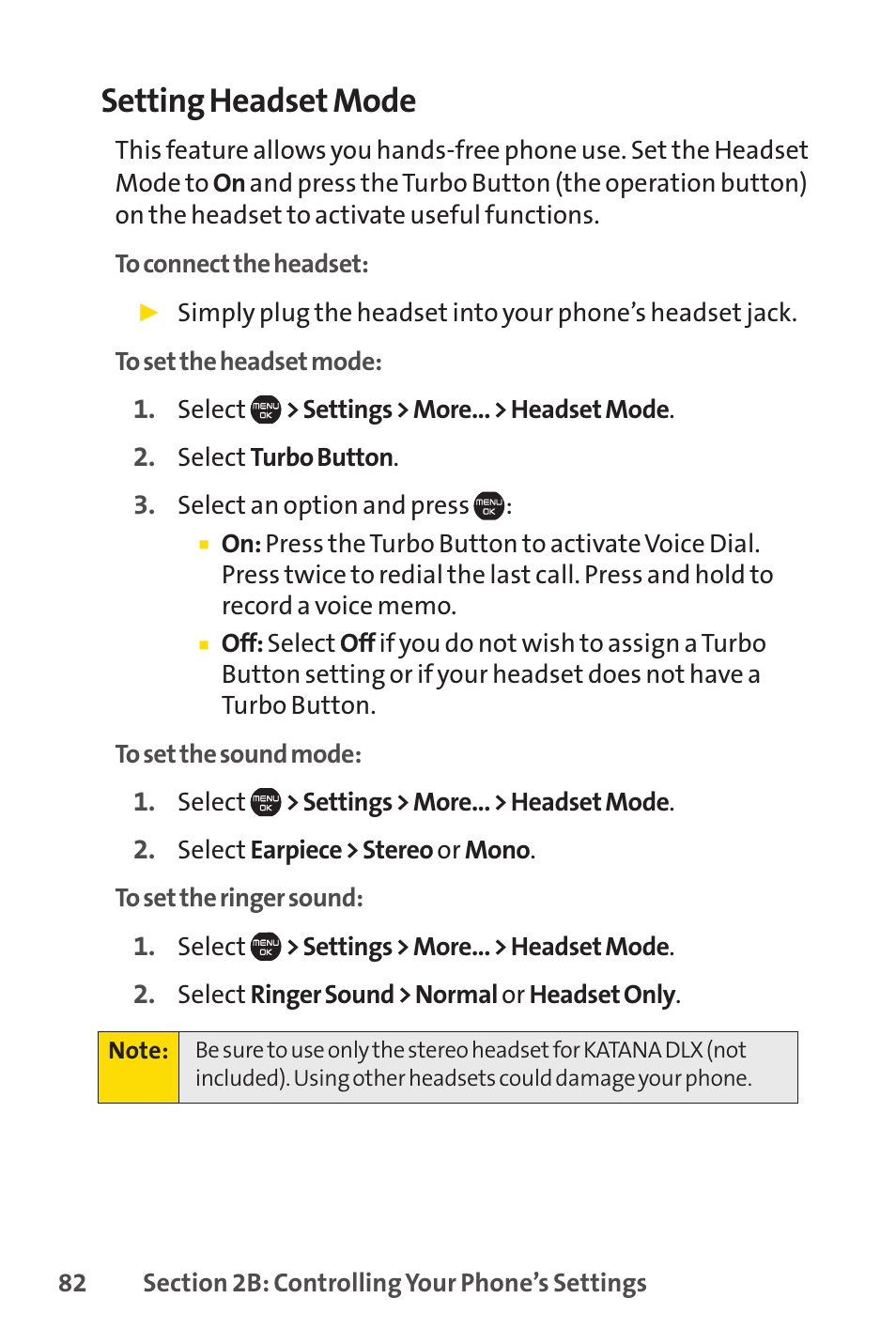 Setting headset mode | Sprint Nextel Cell Phone User Manual | Page 100 / 336