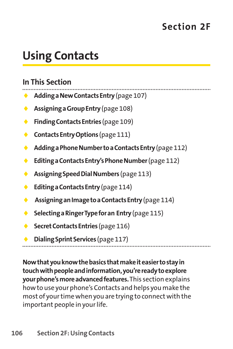 Using contacts, 2f. using contacts | Sprint Nextel Cell Phone User Manual | Page 124 / 336